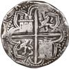 Image 2 : SPAIN, Seville, cob 4 reales, Philip II, assayer Gothic D at 4 o'clock outside tressure on reverse.