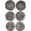 Image 1 : SPAIN, various mints, lot of three cob 2 reales, Philip II, one dated 1595, various assayers.