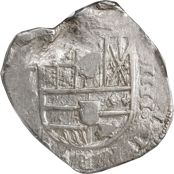 SPAIN, Toledo, cob 4 reales, Philip III, assayer P, NGC AU details / rev scratched.