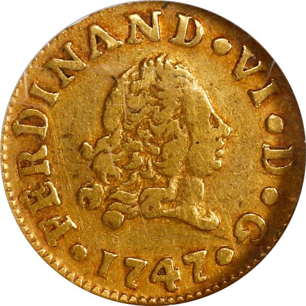 SPAIN, Madrid, gold bust ½ escudo, Ferdinand VI, 1747 JB, NGC VF 30.