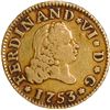 Image 1 : SPAIN, Madrid, gold bust ½ escudo, Ferdinand VI, 1753 JB.