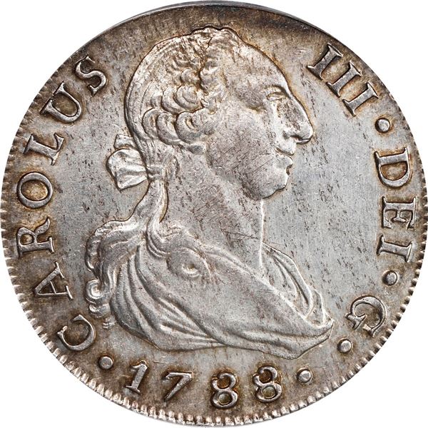 SPAIN, Seville, bust 8 reales, Charles III, 1788 C, PCGS AU details / cleaned, finest known in PCGS 