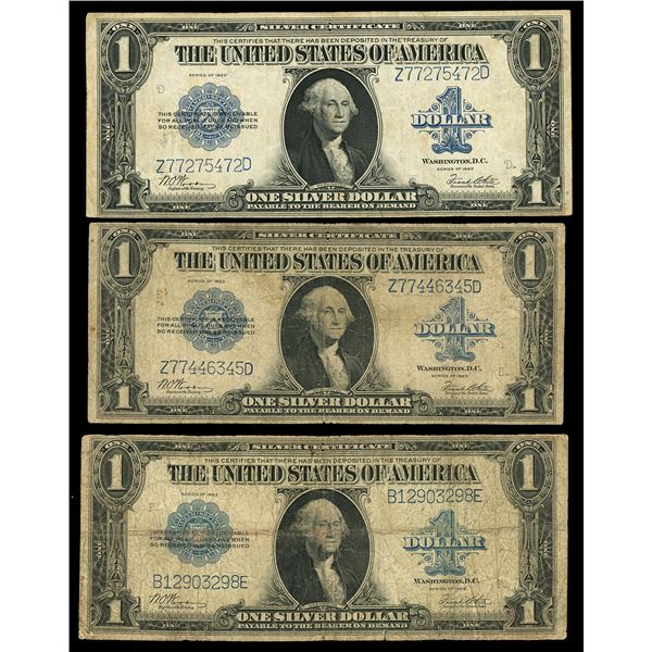 UNITED STATES, lot of three $1 Silver Certificates, series of 1923, Mooney-White.