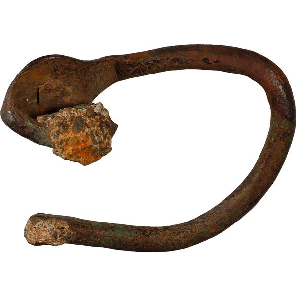 Copper pot handle, partially encrusted, ex-Santo Christo de Castello (1667).