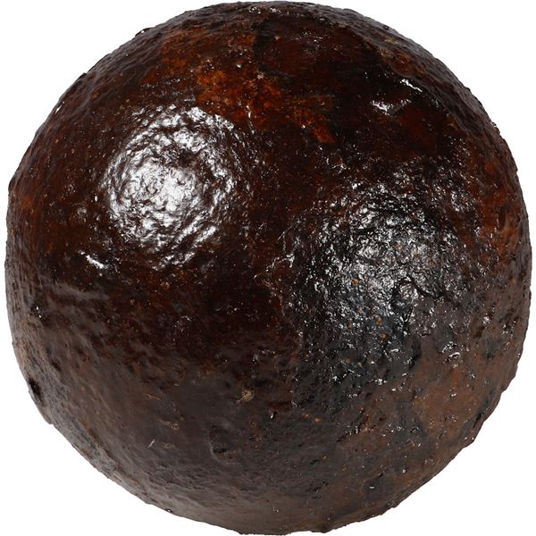 Medium-sized iron cannonball, Spanish colonial (1500s-1700s).