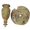 Image 2 : Brass candlestick holder (two parts), intact but heavily patinated, Spanish colonial, 1500s-1600s.