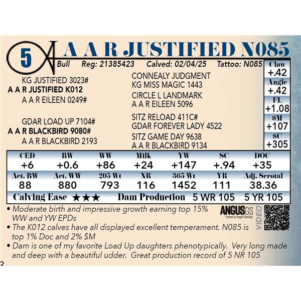 A A R Justified N085