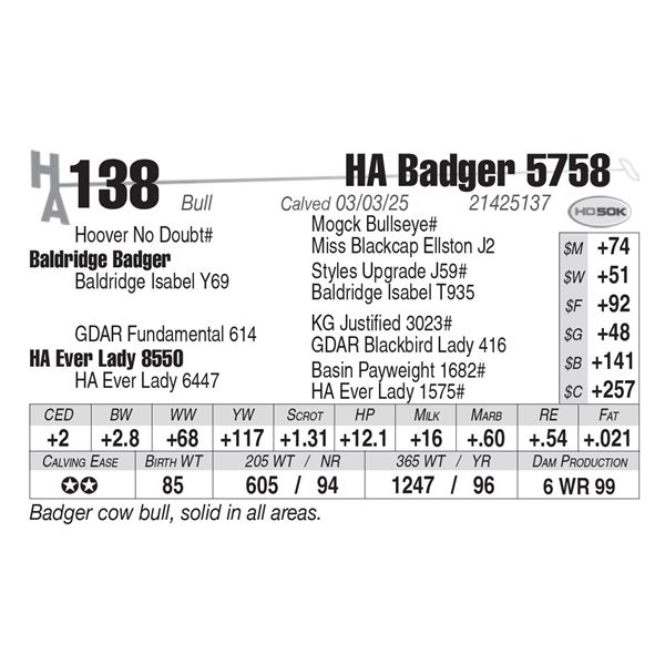 HA Badger 5758