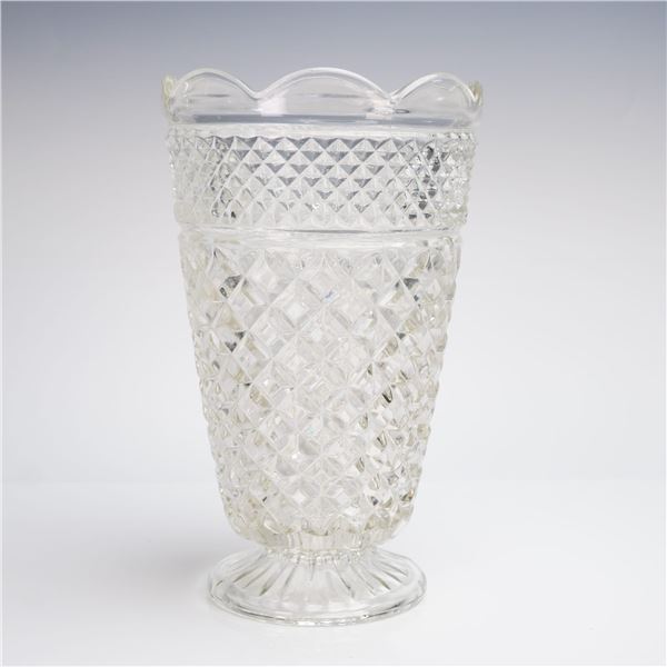 Anchor Hocking Wexford Pattern Clear Glass Footed Vase