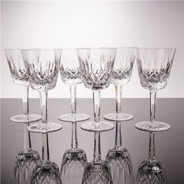 6pc Waterford Lismore Crystal Claret Wine Glasses