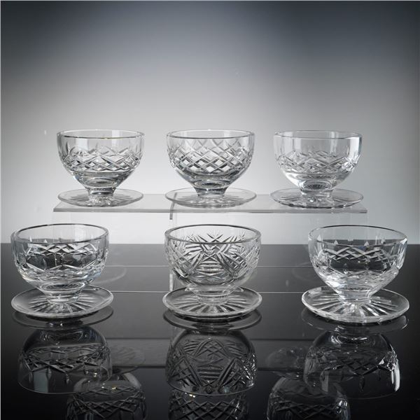 Waterford Crystal Lismore and Clare Footed Dessert Bowls and Underplates