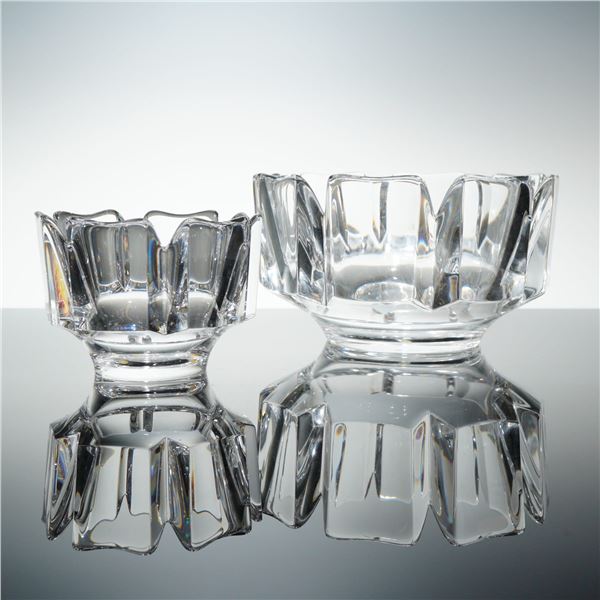 A Pair of Orrefors Corona Crystal Bowls designed by Lars Hellsten