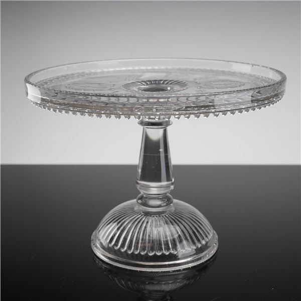 Adams & Company EAPG Good Luck Horseshoe Pattern Pressed Glass Cake Stand