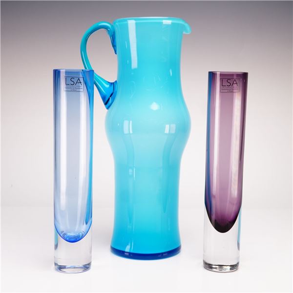 LSA International, Mouthblown Sommerso and Opaque Art Glass Grouping