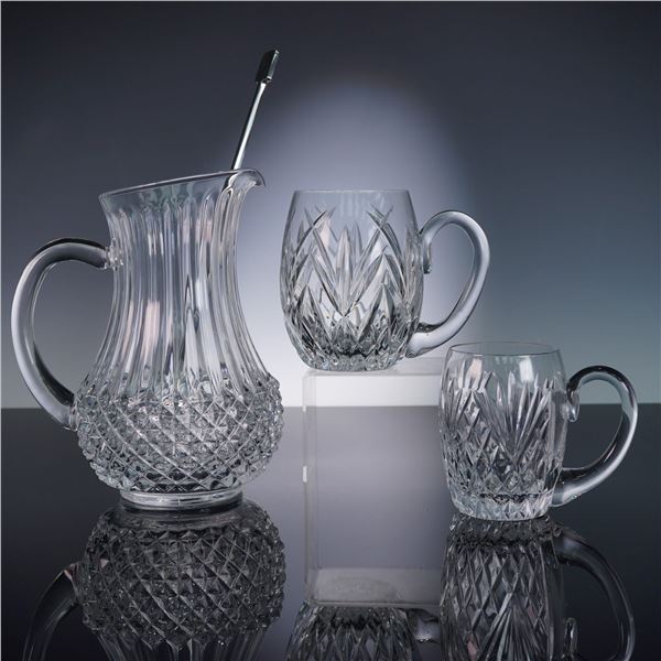 3pc Tyrone and Crystal D'Arques Jugs and Pitcher with Stainless Steel Stir