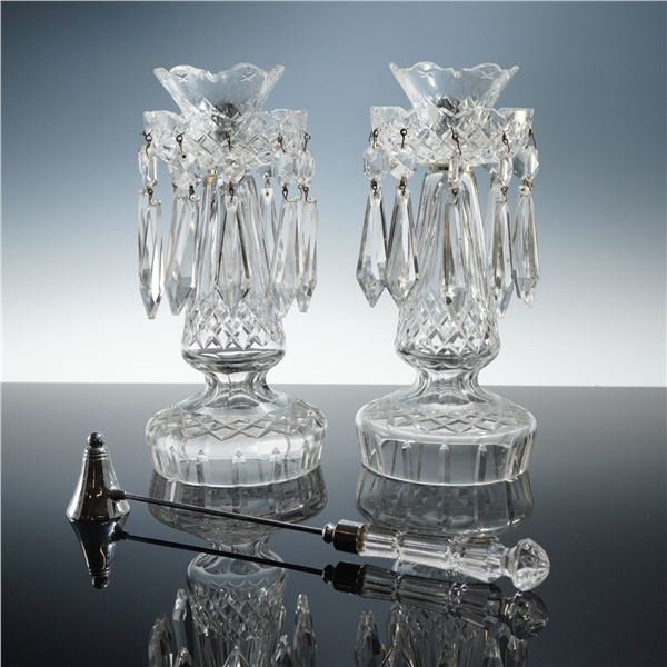 Pair of Waterford Crystal Prestige Candlestick Holders with Snuffer