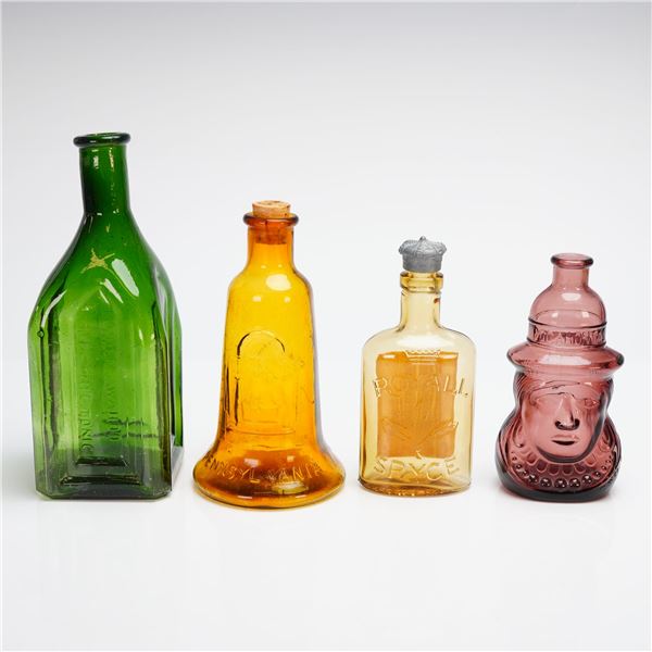 4pc Collectible Colored Glass Bottles