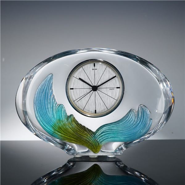 Daum Nautical PÃ¢te-de-Verre and Crystal Desk Clock, Late 20th Century