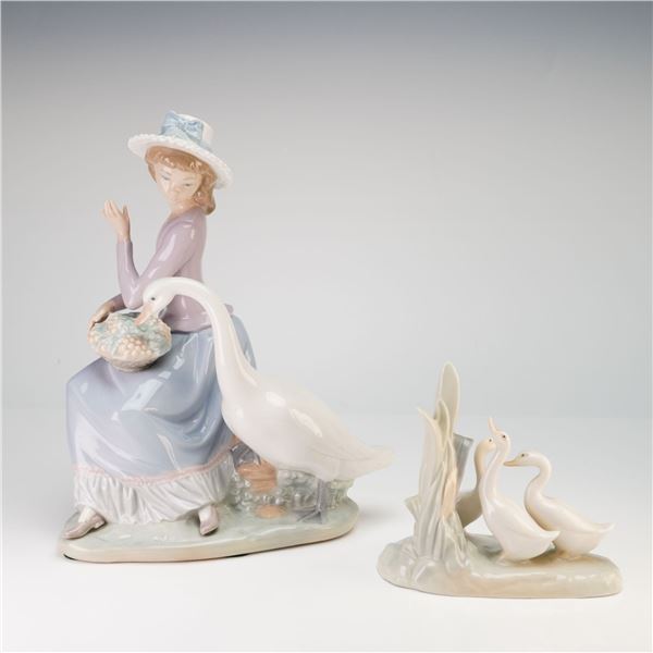 2pc Lladro and Nao by Lladro Porcelain Avian Figurines