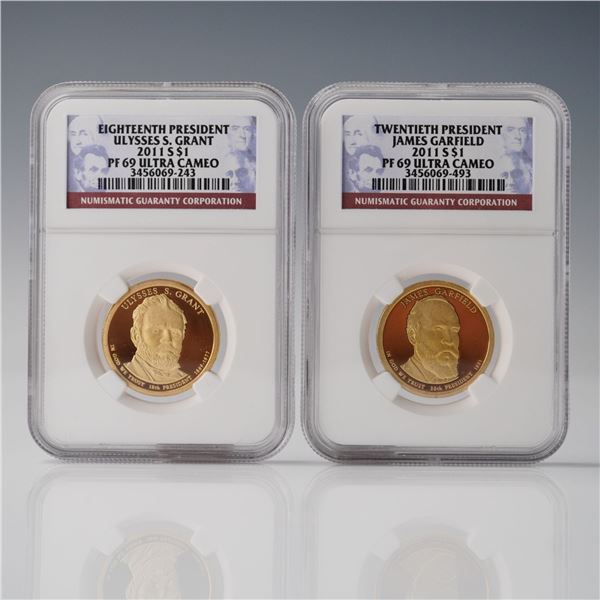 2pc 2011-S Presidential Dollar Coins NGC Graded PF69 Ultra Cameo