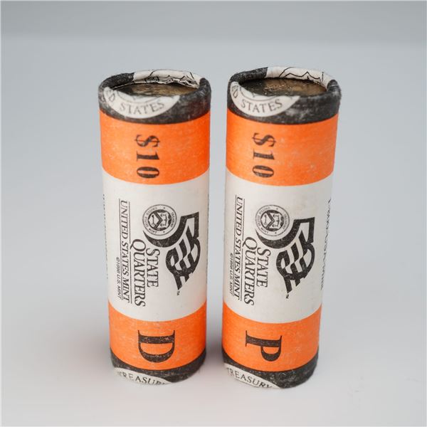 Two 2003D & P U.S. Mint $10 Roll Illinois State Quarters