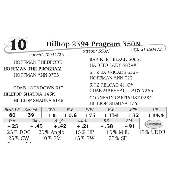 Hilltop 2394 Program 350N