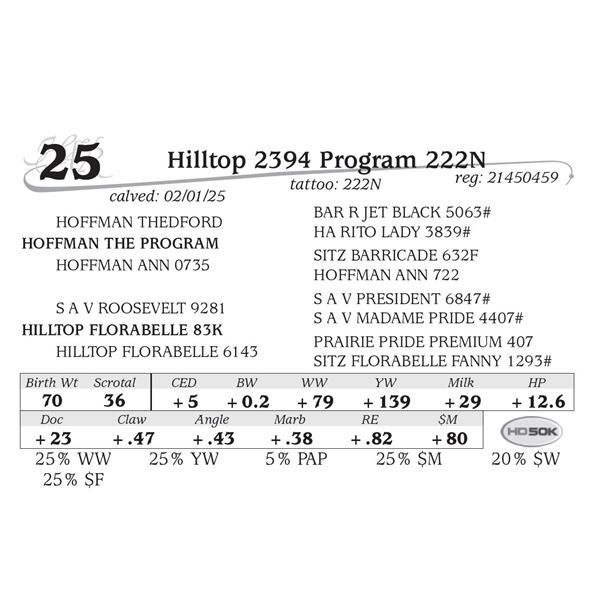 Hilltop 2394 Program 222N