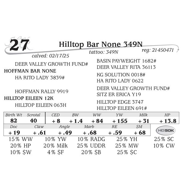 Hilltop Bar None 349N