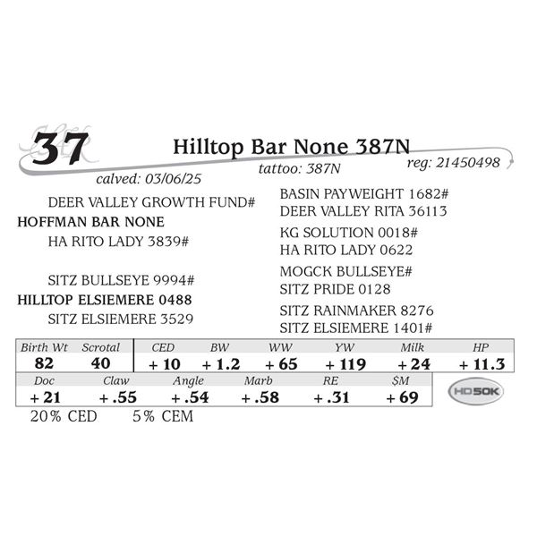 Hilltop Bar None 387N