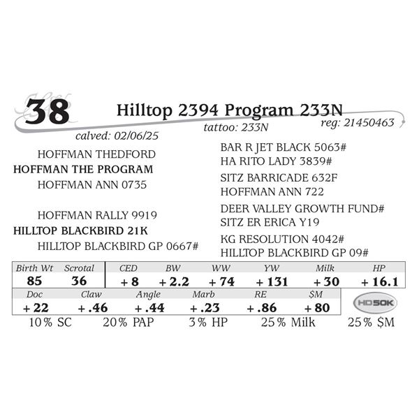 Hilltop 2394 Program 233N