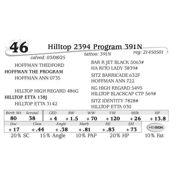 Hilltop 2394 Program 391N