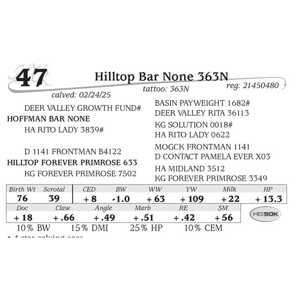 Hilltop Bar None 363N