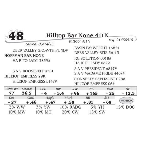 Hilltop Bar None 411N