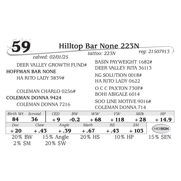 Hilltop Bar None 223N