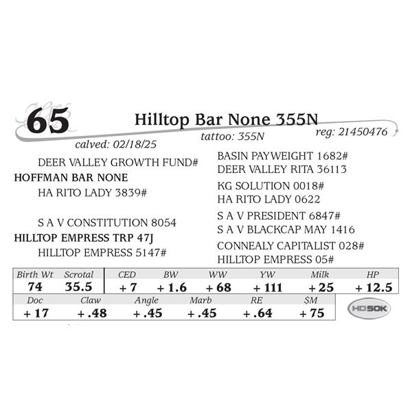 Hilltop Bar None 355N