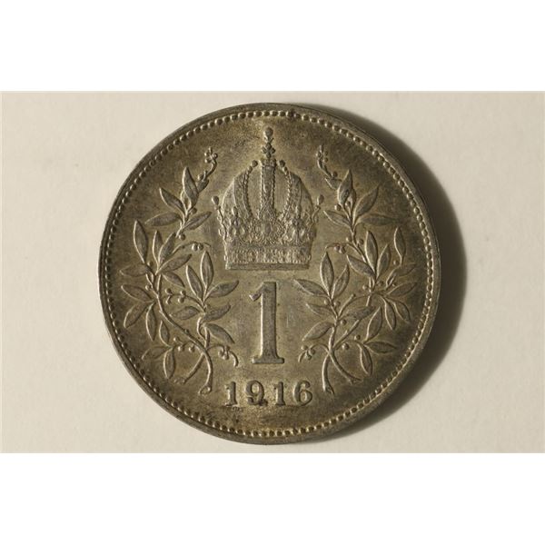 1916 AUSTRIA 1 CORONA .1342 OZ. ASW