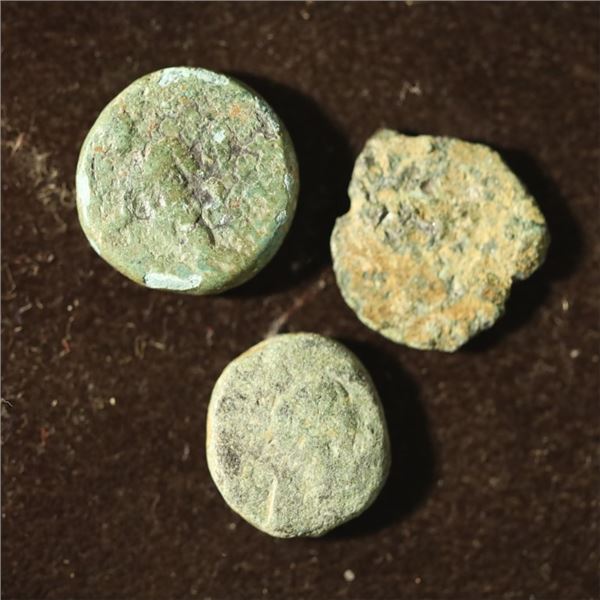 3-GREEK ANCIENT BRONZE COINS 5TH-1ST CENTURY B.C.
