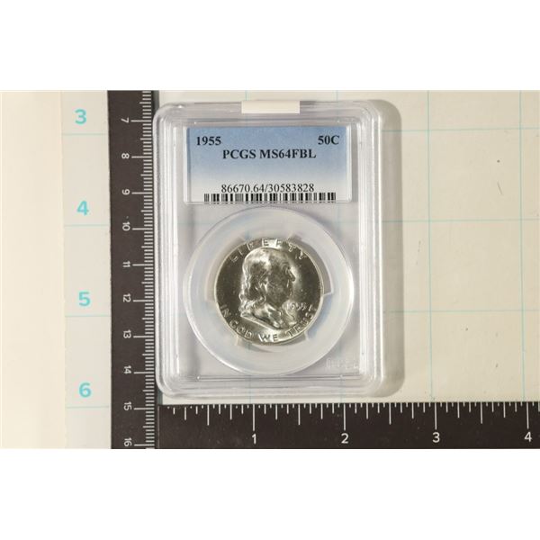 1955 SILVER FRANKLIN HALF DOLLAR PCGS MS64FBL