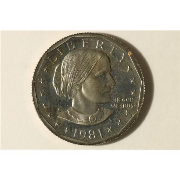 TYPE 2 1981-S PROOF SBA DOLLAR CLEAR S "FLAT"
