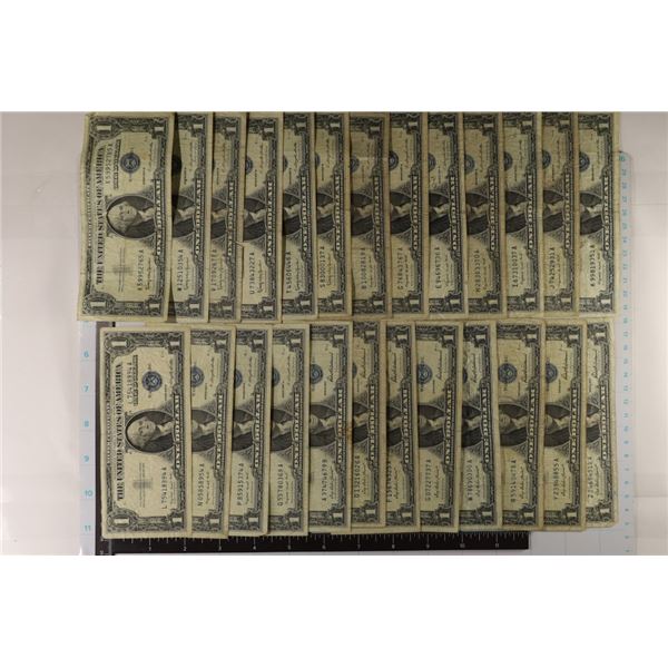 25-US $1 SILVER CERTIFICATES: 8-1957, 11-1957-A &