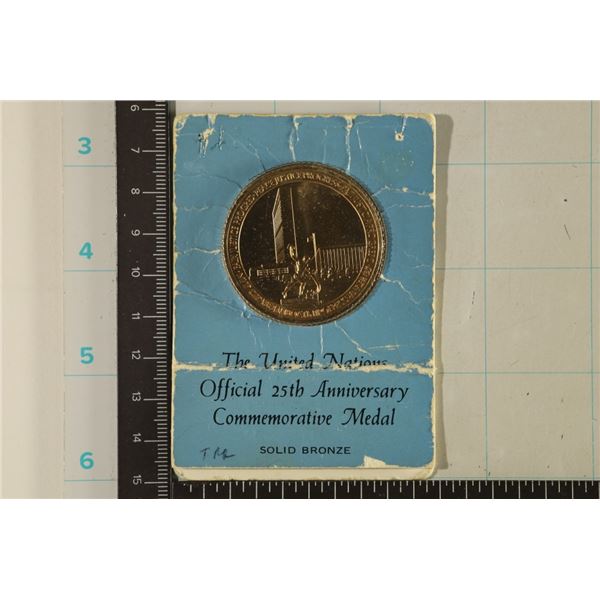 SOLID BRONZE UNITED NATIONS OFFICIAL 25TH