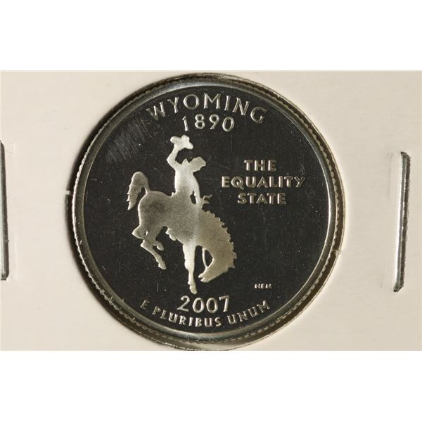 2007-S PF SILVER WYOMING QUARTER WITH FINGERPRINTS