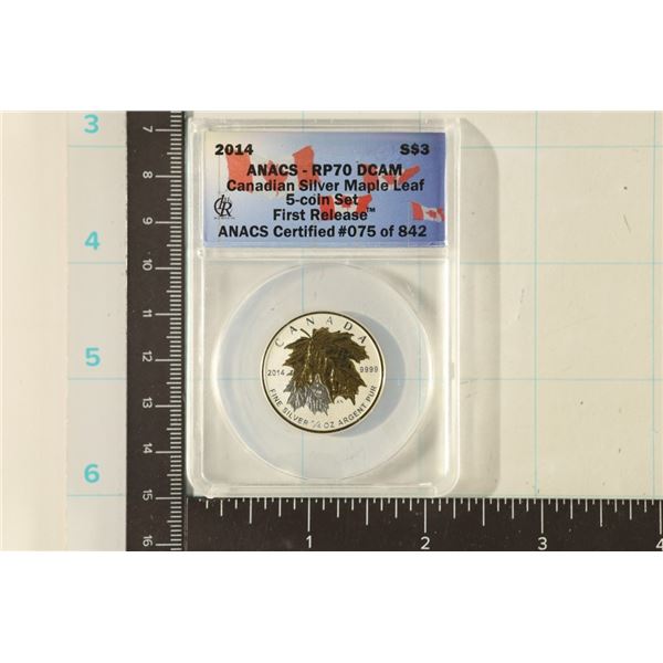 2014 CANADA 9999 SILVER ENHANCED $3 ANACS PR70