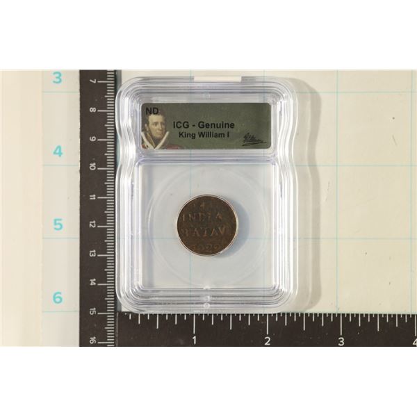NO DATE INDIA BATAV KING WILLIAM I COIN ICG