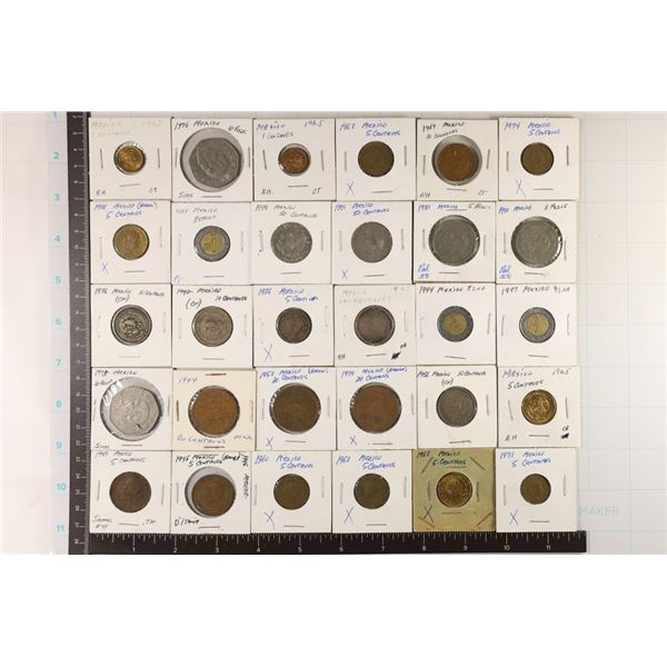 30-MEXICO COINS: 1936-1997 ONE CENTAVO-10 PESOS