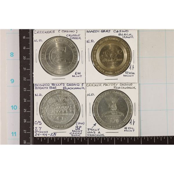 4-$1 METAL CASINO GAMING TOKENS: CREEKERS CASINO,