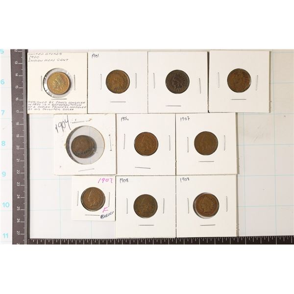 10-INDIAN HEAD CENTS: 1900-1908. SOME DUPLICATES