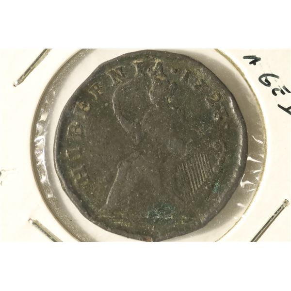 1723 IRELAND COPPER HIBERNIA HALF PENNY DAMAGED