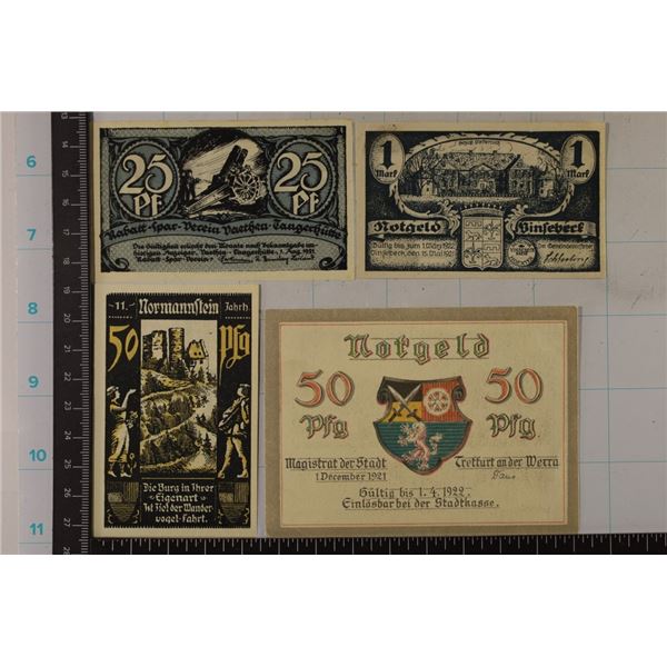 4-1921 GERMAN CRISP UNC NOTGELDS 25, 2-50 PFENNIGS