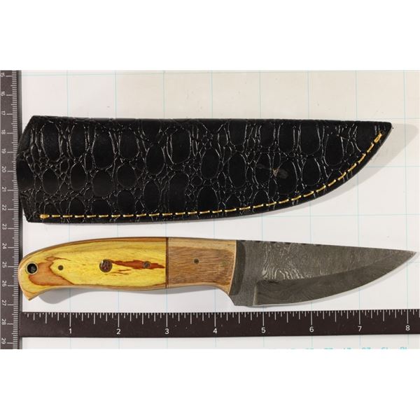 BRAND NEW 8.25" DAMASCUS STEEL FIXED BLADE KNIFE